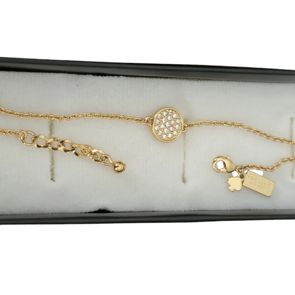 kate spade gold tone crystal disc chain bracelet - Picture 4 of 11